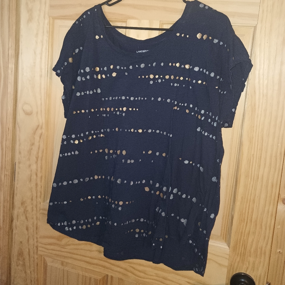 Lane Bryant Dark Blue Cut-Out Short Sleeve Top
